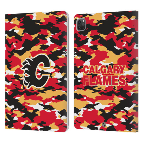 NHL Calgary Flames Camouflage Leather Book Wallet Case Cover For Apple iPad Pro 11 2020 / 2021 / 2022