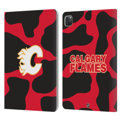 NHL Calgary Flames Cow Pattern Leather Book Wallet Case Cover For Apple iPad Pro 11 2020 / 2021 / 2022