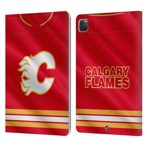 NHL Calgary Flames Jersey Leather Book Wallet Case Cover For Apple iPad Pro 11 2020 / 2021 / 2022
