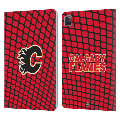 NHL Calgary Flames Net Pattern Leather Book Wallet Case Cover For Apple iPad Pro 11 2020 / 2021 / 2022