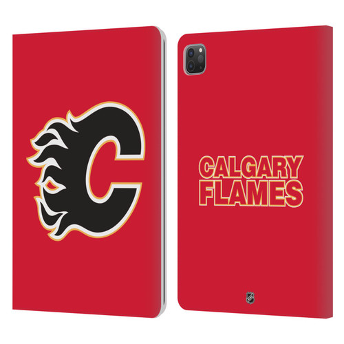 NHL Calgary Flames Plain Leather Book Wallet Case Cover For Apple iPad Pro 11 2020 / 2021 / 2022