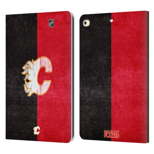 NHL Calgary Flames Half Distressed Leather Book Wallet Case Cover For Apple iPad 9.7 2017 / iPad 9.7 2018