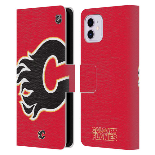 NHL Calgary Flames Oversized Leather Book Wallet Case Cover For Apple iPhone 11