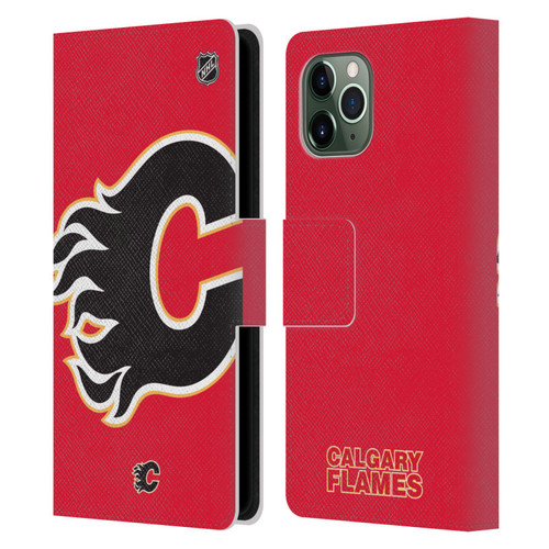 NHL Calgary Flames Oversized Leather Book Wallet Case Cover For Apple iPhone 11 Pro