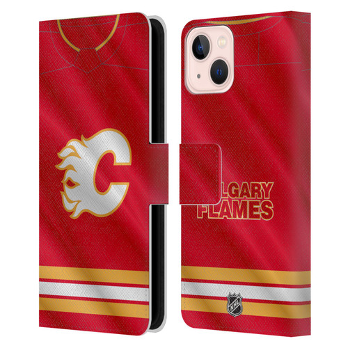 NHL Calgary Flames Jersey Leather Book Wallet Case Cover For Apple iPhone 13