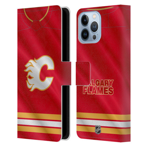 NHL Calgary Flames Jersey Leather Book Wallet Case Cover For Apple iPhone 13 Pro Max