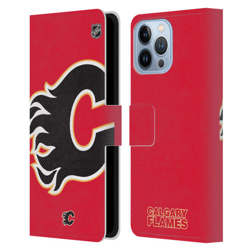 NHL Calgary Flames Oversized Leather Book Wallet Case Cover For Apple iPhone 13 Pro Max