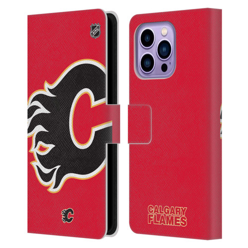 NHL Calgary Flames Oversized Leather Book Wallet Case Cover For Apple iPhone 14 Pro Max