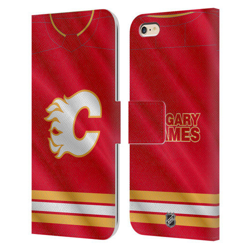 NHL Calgary Flames Jersey Leather Book Wallet Case Cover For Apple iPhone 6 Plus / iPhone 6s Plus