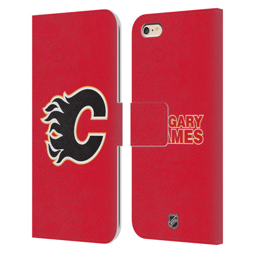 NHL Calgary Flames Plain Leather Book Wallet Case Cover For Apple iPhone 6 Plus / iPhone 6s Plus