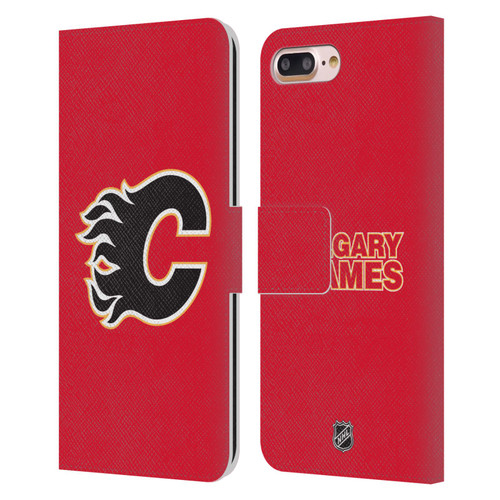 NHL Calgary Flames Plain Leather Book Wallet Case Cover For Apple iPhone 7 Plus / iPhone 8 Plus
