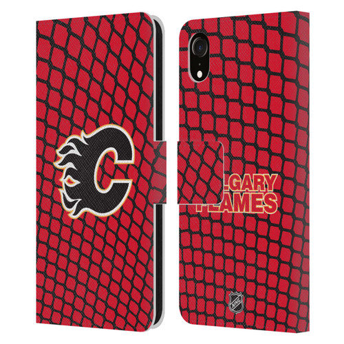 NHL Calgary Flames Net Pattern Leather Book Wallet Case Cover For Apple iPhone XR