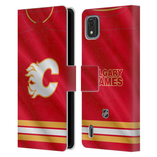 NHL Calgary Flames Jersey Leather Book Wallet Case Cover For Nokia C2 2nd Edition
