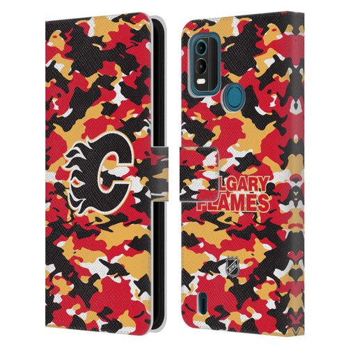 NHL Calgary Flames Camouflage Leather Book Wallet Case Cover For Nokia G11 Plus