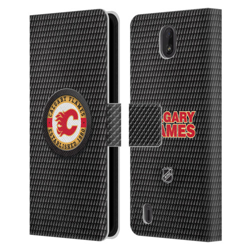 NHL Calgary Flames Puck Texture Leather Book Wallet Case Cover For Nokia C01 Plus/C1 2nd Edition
