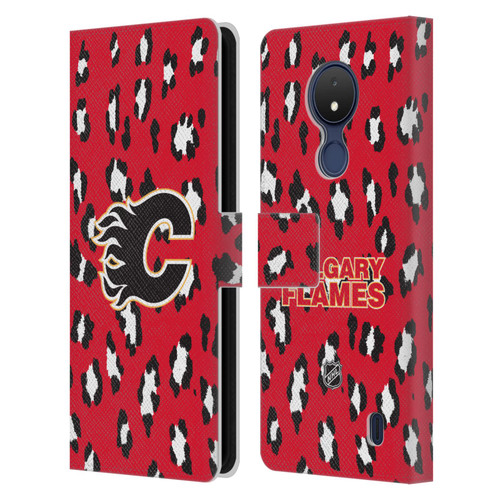 NHL Calgary Flames Leopard Patten Leather Book Wallet Case Cover For Nokia C21