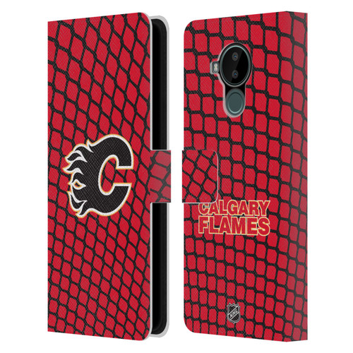 NHL Calgary Flames Net Pattern Leather Book Wallet Case Cover For Nokia C30