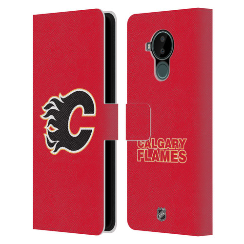 NHL Calgary Flames Plain Leather Book Wallet Case Cover For Nokia C30