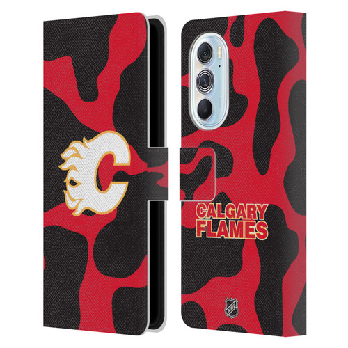 NHL Calgary Flames Cow Pattern Leather Book Wallet Case Cover For Motorola Edge X30