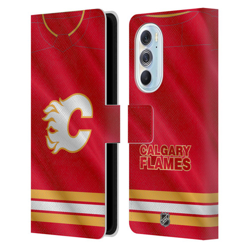 NHL Calgary Flames Jersey Leather Book Wallet Case Cover For Motorola Edge X30