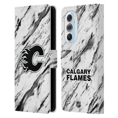 NHL Calgary Flames Marble Leather Book Wallet Case Cover For Motorola Edge X30