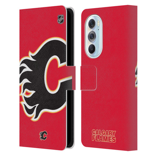 NHL Calgary Flames Oversized Leather Book Wallet Case Cover For Motorola Edge X30