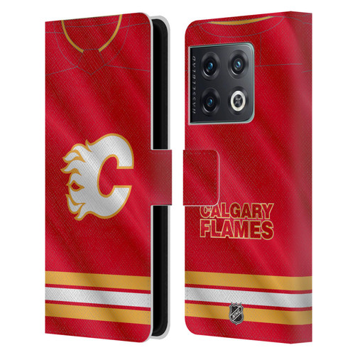 NHL Calgary Flames Jersey Leather Book Wallet Case Cover For OnePlus 10 Pro