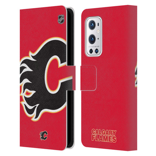 NHL Calgary Flames Oversized Leather Book Wallet Case Cover For OnePlus 9 Pro