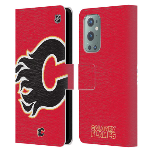 NHL Calgary Flames Oversized Leather Book Wallet Case Cover For OnePlus 9