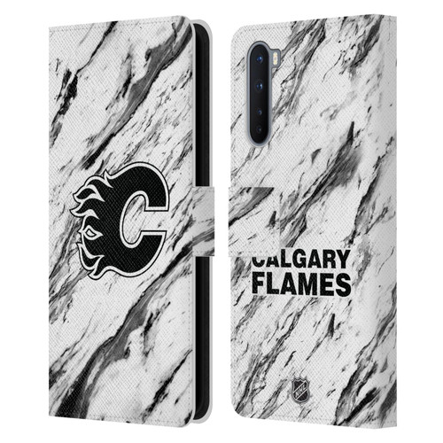 NHL Calgary Flames Marble Leather Book Wallet Case Cover For OnePlus Nord 5G