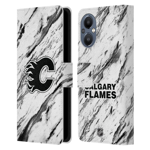 NHL Calgary Flames Marble Leather Book Wallet Case Cover For OnePlus Nord N20 5G