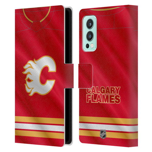 NHL Calgary Flames Jersey Leather Book Wallet Case Cover For OnePlus Nord 2 5G