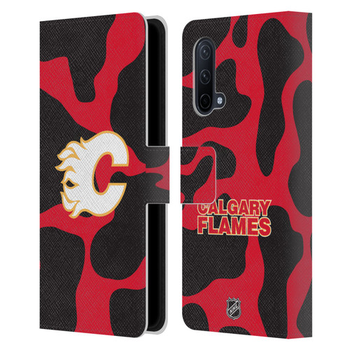 NHL Calgary Flames Cow Pattern Leather Book Wallet Case Cover For OnePlus Nord CE 5G