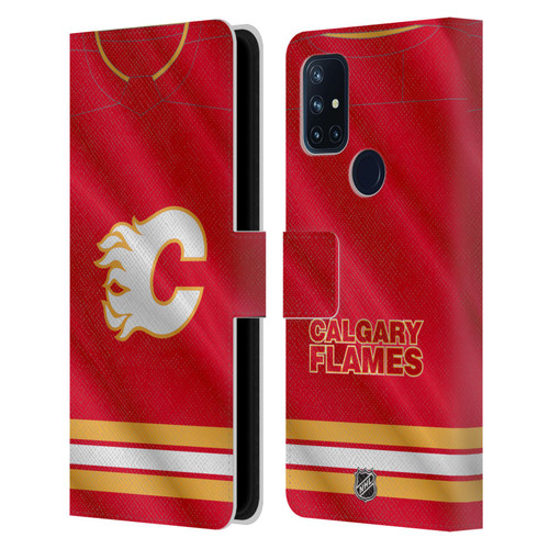 NHL Calgary Flames Jersey Leather Book Wallet Case Cover For OnePlus Nord N10 5G