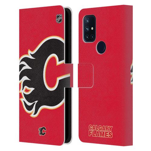 NHL Calgary Flames Oversized Leather Book Wallet Case Cover For OnePlus Nord N10 5G