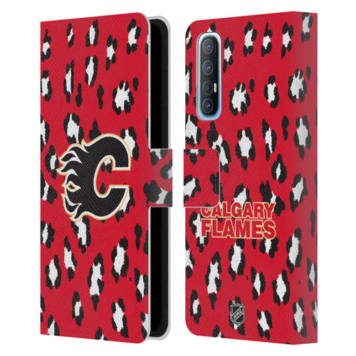 NHL Calgary Flames Leopard Patten Leather Book Wallet Case Cover For OPPO Find X2 Neo 5G