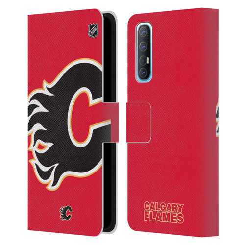 NHL Calgary Flames Oversized Leather Book Wallet Case Cover For OPPO Find X2 Neo 5G