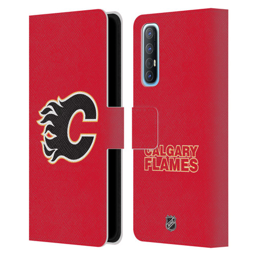 NHL Calgary Flames Plain Leather Book Wallet Case Cover For OPPO Find X2 Neo 5G