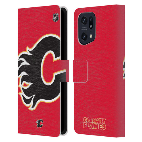 NHL Calgary Flames Oversized Leather Book Wallet Case Cover For OPPO Find X5