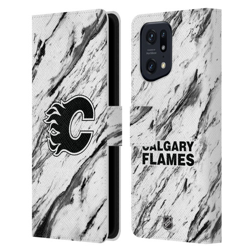 NHL Calgary Flames Marble Leather Book Wallet Case Cover For OPPO Find X5 Pro