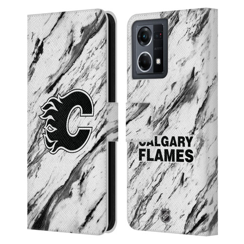 NHL Calgary Flames Marble Leather Book Wallet Case Cover For OPPO Reno8 4G