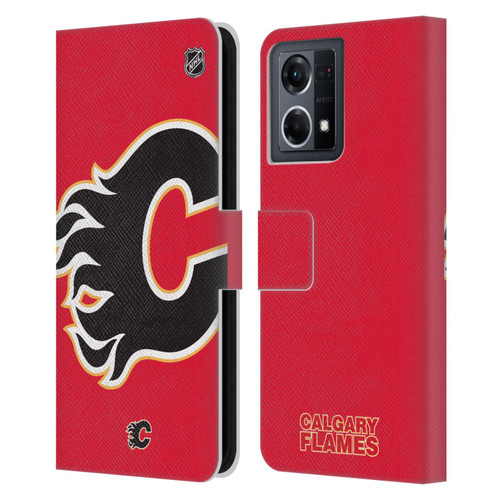 NHL Calgary Flames Oversized Leather Book Wallet Case Cover For OPPO Reno8 4G