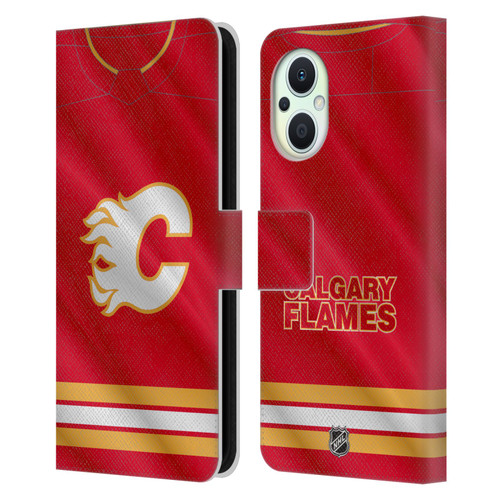 NHL Calgary Flames Jersey Leather Book Wallet Case Cover For OPPO Reno8 Lite
