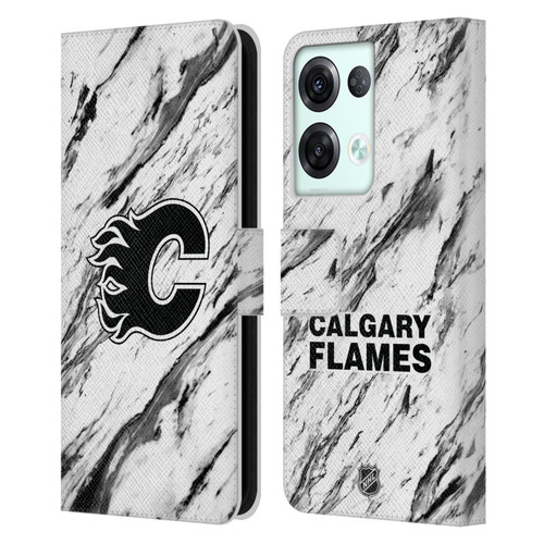 NHL Calgary Flames Marble Leather Book Wallet Case Cover For OPPO Reno8 Pro