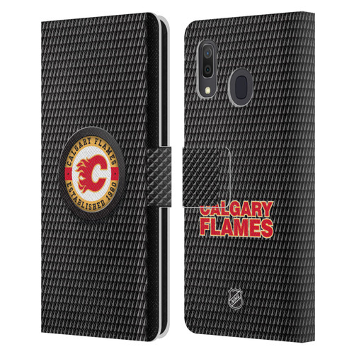 NHL Calgary Flames Puck Texture Leather Book Wallet Case Cover For Samsung Galaxy A33 5G (2022)