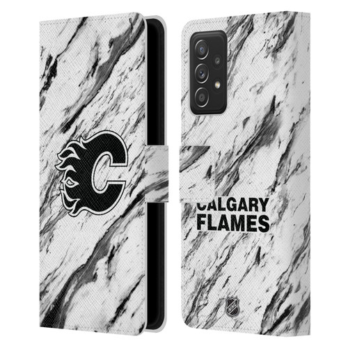 NHL Calgary Flames Marble Leather Book Wallet Case Cover For Samsung Galaxy A52 / A52s / 5G (2021)