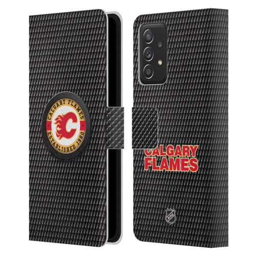 NHL Calgary Flames Puck Texture Leather Book Wallet Case Cover For Samsung Galaxy A53 5G (2022)