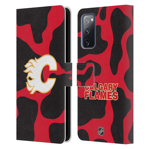 NHL Calgary Flames Cow Pattern Leather Book Wallet Case Cover For Samsung Galaxy S20 FE / 5G