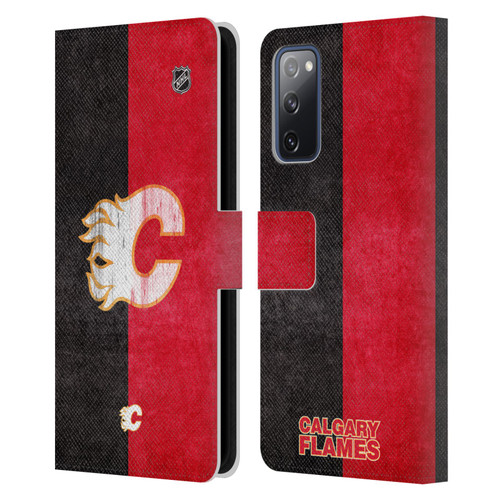 NHL Calgary Flames Half Distressed Leather Book Wallet Case Cover For Samsung Galaxy S20 FE / 5G