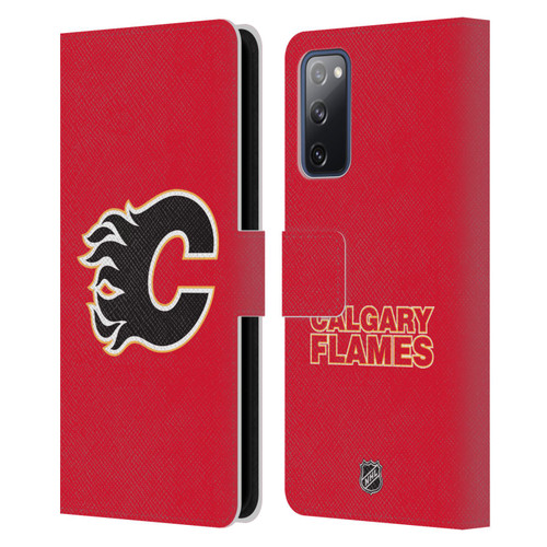 NHL Calgary Flames Plain Leather Book Wallet Case Cover For Samsung Galaxy S20 FE / 5G